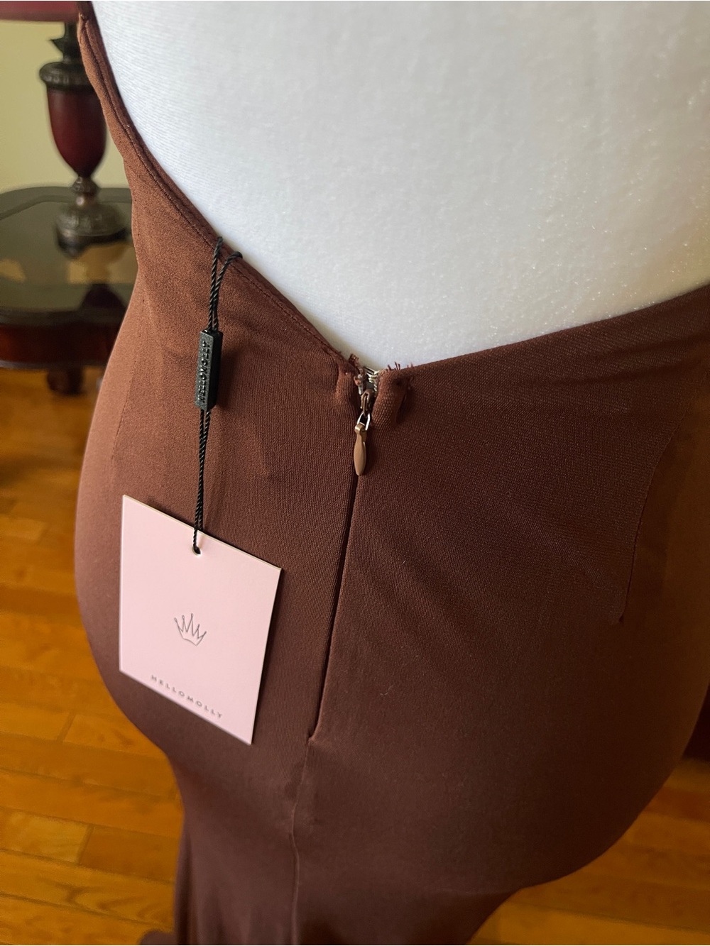Hello Molly Chocolate Brown Open Back Maxi Dress XS 2 NWT Formal Evening Gown - Picture 8 of 11